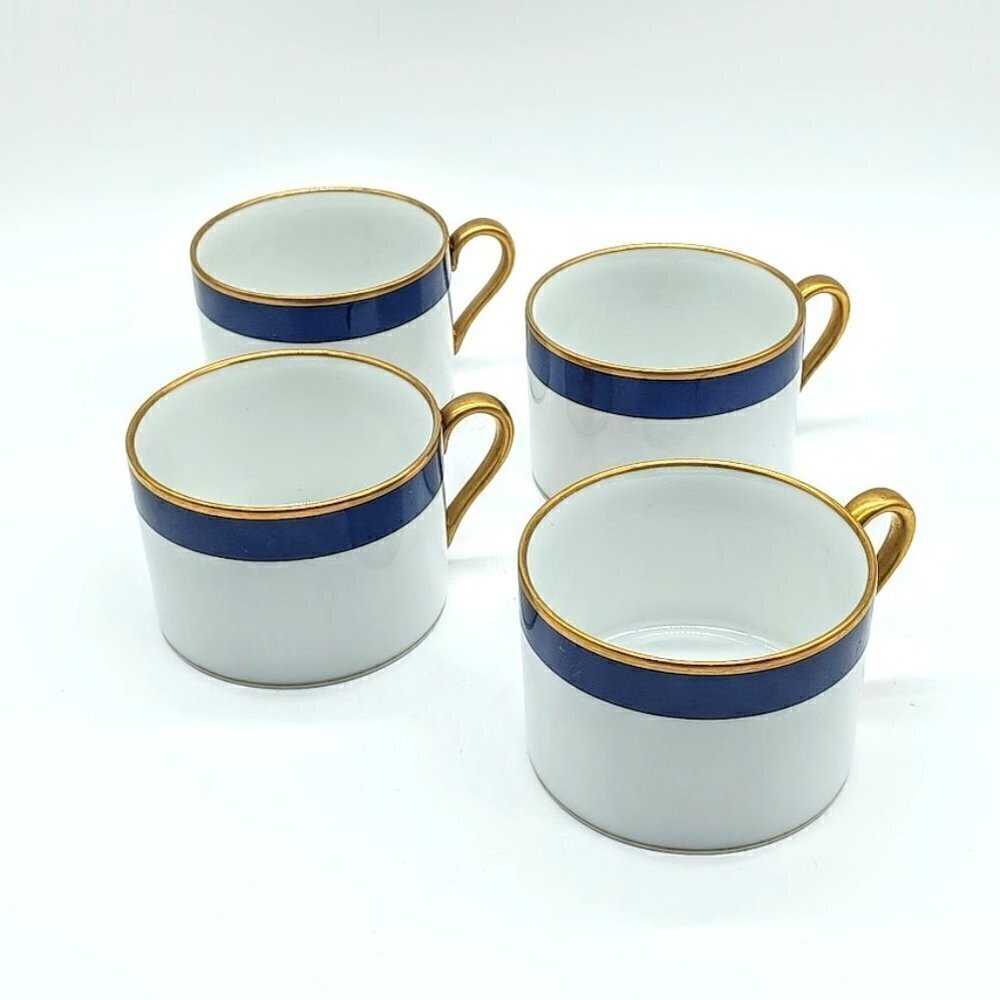 Vintage Fitz And Floyd Renaissance Cerulean Blue Flat Cups (4)
